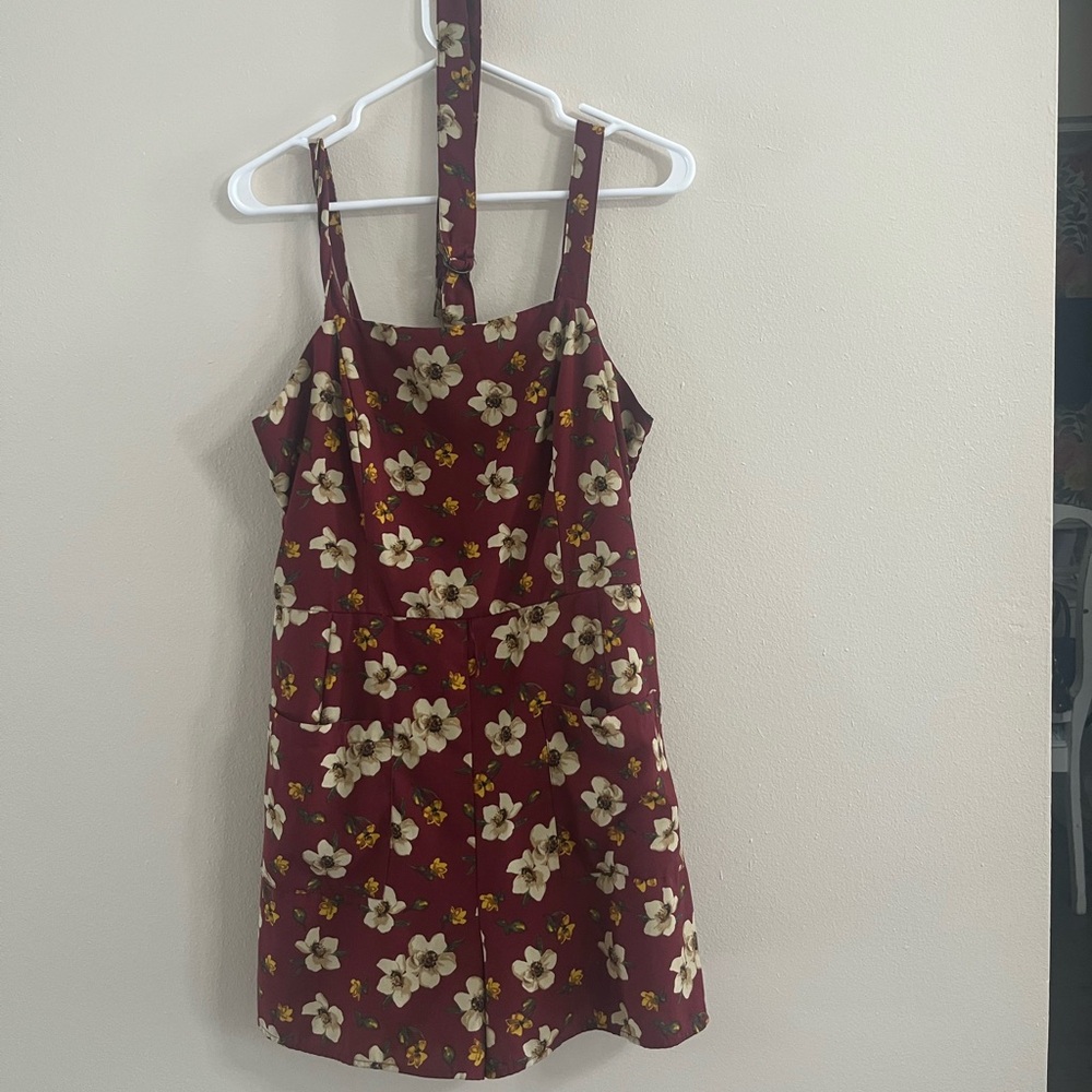 Xhilaration Burgundy Floral Mini Dress